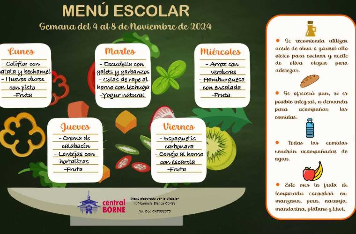 Menú escolar castellano
