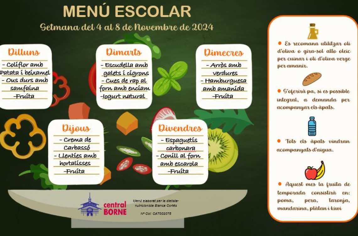Menú escolar català